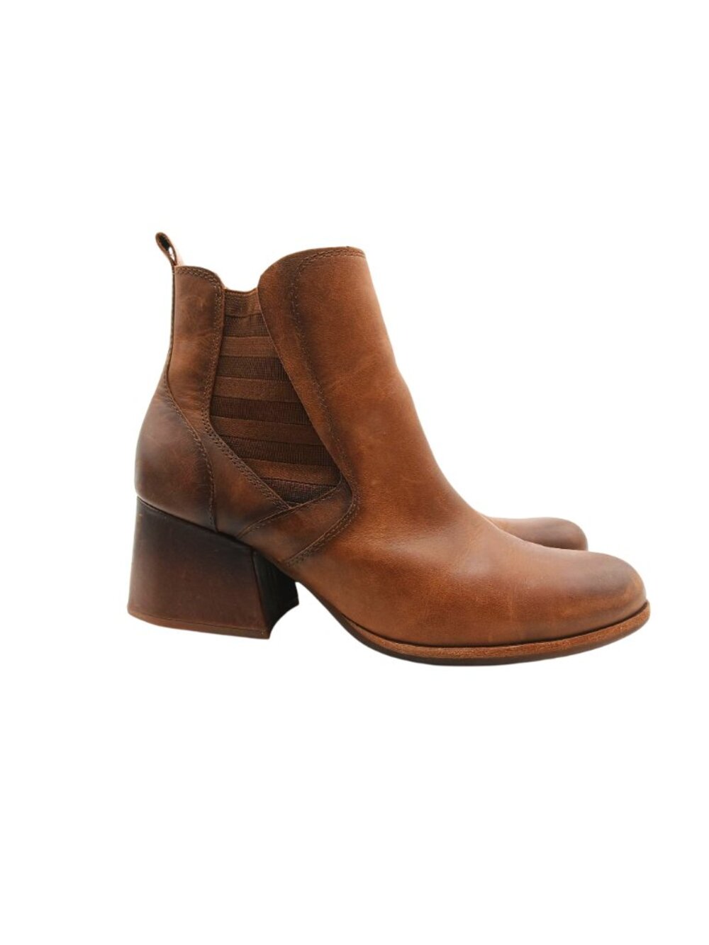 Kork Ease Albin Pull On Chelsea Ankle Boots Size 10 Brown Leather Block Heels - Picture 9 of 13